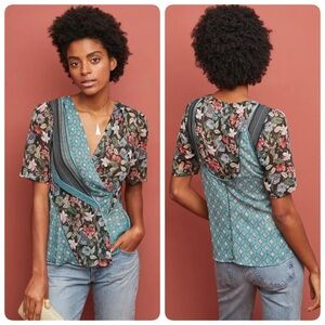 Anthropologie Tiny Lovely Patchwork Wrap Top